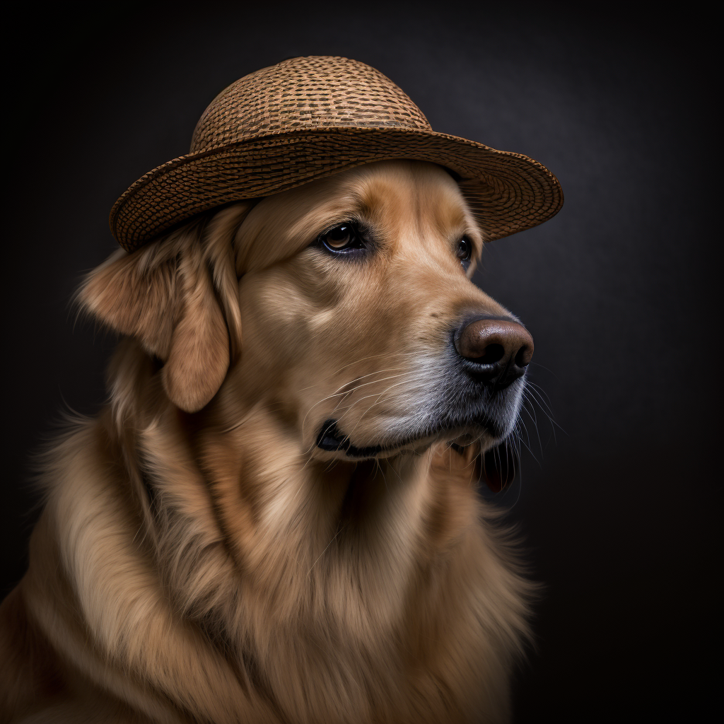 Golden Retrievers Dogs In Hats